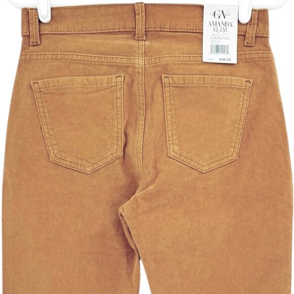 Gloria Vanderbilt Womens Amanda Slim Stretch Cider Spice Corduroy Pants Sz 4 NWT - Picture 4 of 11